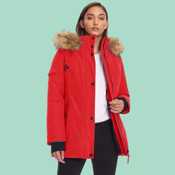 McKINLEY Red Winter Parka Jacket | Fur Hood | Waterproof | Size M 🔥 - Picture 1 of 9